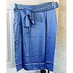 Wildfang Empower Satin Wrap Skirt Womens Small Periwinkle Blue Midi New BBB